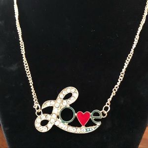 😳😮😳 5 for $10 Gold "LOVE" pendant red heart